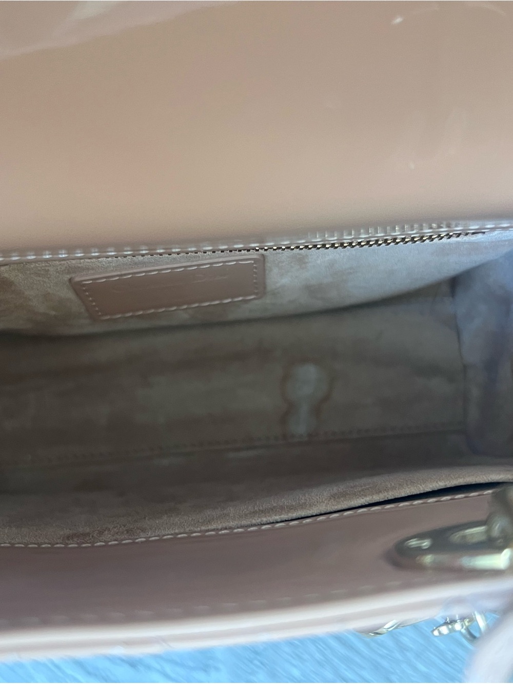 Nude/ Rose Lady Dior Patent Cannage Small - Picture 8 of 11